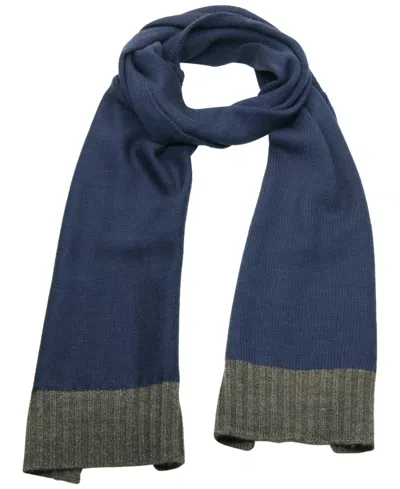 Portolano Men's Ribbed Scarf In Beany Navy,med Gray