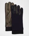 Portolano Men's Suede And Napa Leather Gloves In Black