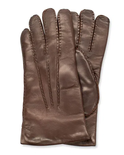 Portolano Men's Three-point Napa Leather Gloves In Brown