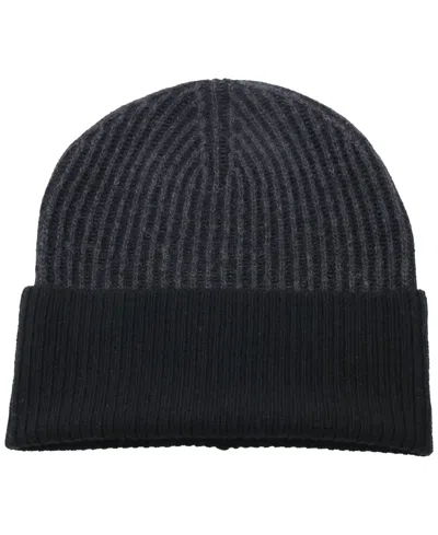 Portolano Men's Two-tone Rib Cashmere Beanie In Black
