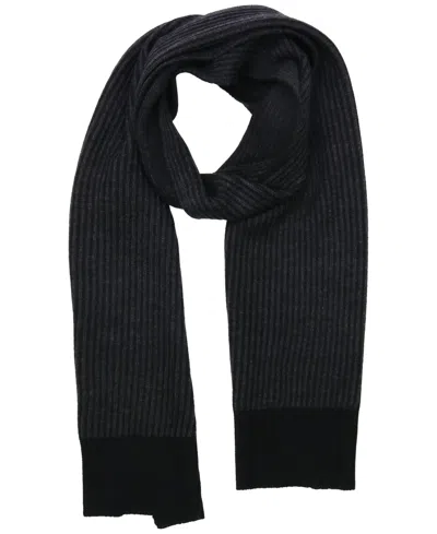 Portolano Men's Two-tone Ribbed Scarf In Black,charcoal