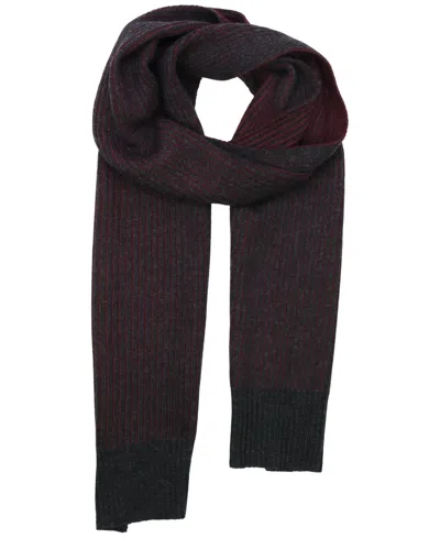 Portolano Men's Two-tone Ribbed Scarf In Charcoal,maroon