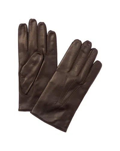Portolano Men's Whipstitch Side Vent Teak Leather Gloves In Brown