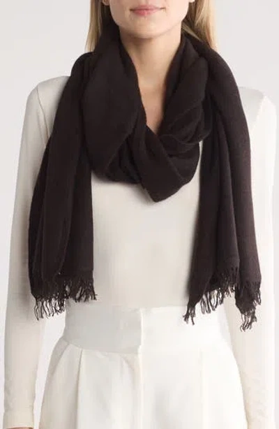 Portolano Merino Wool Blend Eyelash Fringe Wrap Scarf In Brown