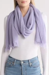 Portolano Merino Wool Blend Eyelash Fringe Wrap Scarf In Lilac