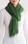 Portolano Merino Wool Blend Eyelash Fringe Wrap Scarf In Meadow Green