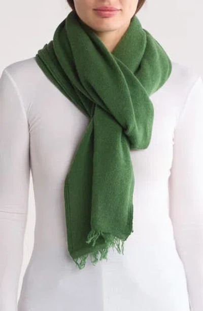 Portolano Merino Wool Blend Eyelash Fringe Wrap Scarf In Meadow Green
