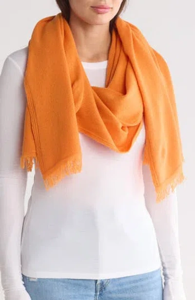 Portolano Merino Wool Blend Eyelash Fringe Wrap Scarf In Tangerine