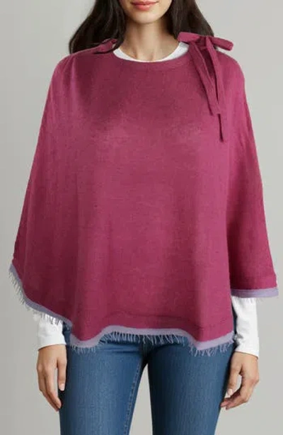Portolano Merino Wool Blend Knit Poncho In Pink