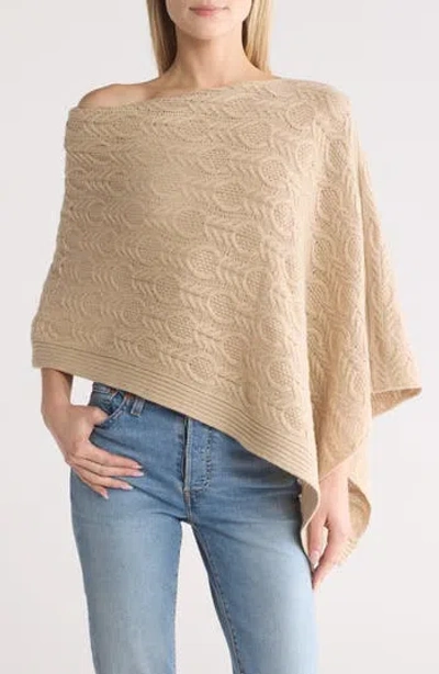 Portolano Merino Wool Blend Poncho In Neutral