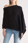 Portolano Merino Wool Blend Poncho In Black
