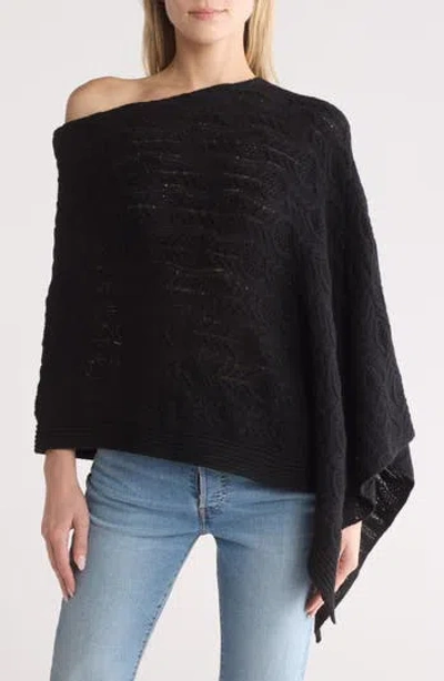 Portolano Merino Wool Blend Poncho In Black