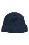 Portolano Merino Wool Rib Cuff Beanie In Blue