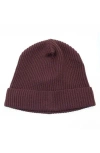Portolano Merino Wool Rib Cuff Beanie In Burgundy