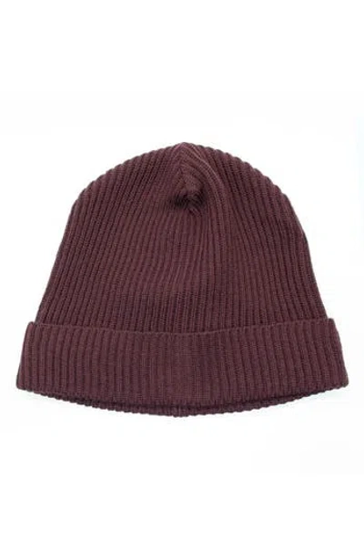 Portolano Merino Wool Rib Cuff Beanie In Burgundy
