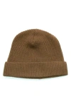 Portolano Merino Wool Rib Cuff Beanie In Brown
