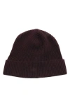 Portolano Merino Wool Rib Cuff Beanie In Burgundy