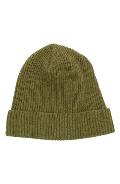 Portolano Merino Wool Rib Cuff Beanie In Green
