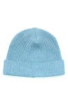 Portolano Merino Wool Rib Cuff Beanie In Blue
