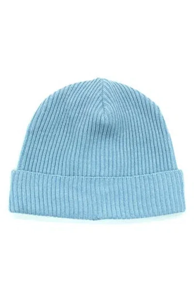 Portolano Merino Wool Rib Cuff Beanie In Blue