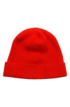 Portolano Merino Wool Rib Cuff Beanie In Red