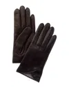 Shop Portolano Metallic Finish Cashmere-lined Leather Gloves In Black