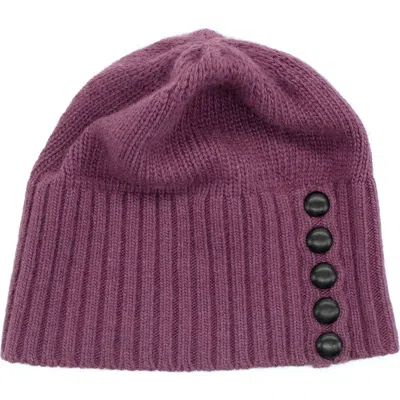 Portolano Minerva Button Beanie In Purple
