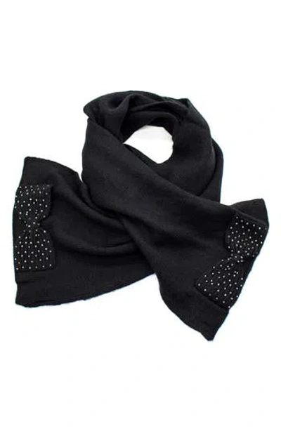 Portolano Minerva Embellished Bow Scarf In Black