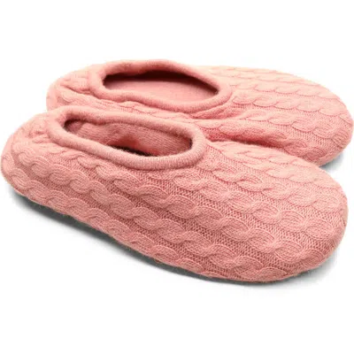Portolano Mini Cable Knit Slippers In Pink