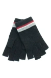 Portolano Mini Stripe Fingerless Cashmere Gloves In Black Combo
