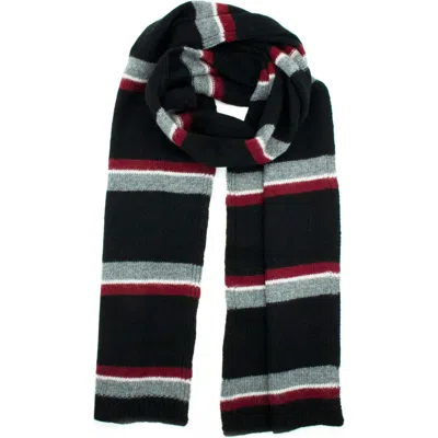 Portolano Ministripe Cashmere Scarf In Black Combo