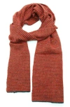 Portolano Ministripe Rib Scarf In Heather Charcoal/orange