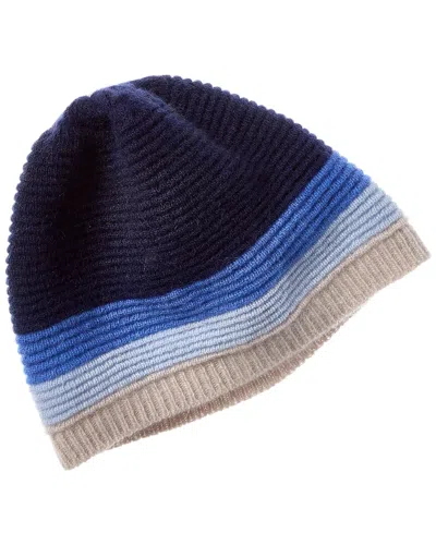 Portolano Multistriped Cuff Cashmere Beanie In Brown