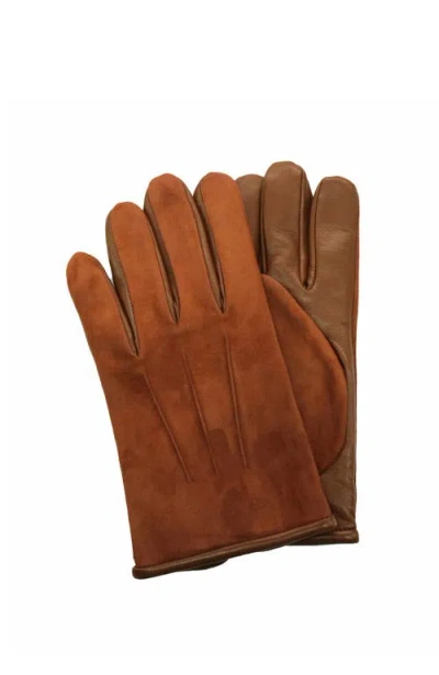 Portolano Nappa Leather And Suede Gloves With Cashmere Lining In Brown