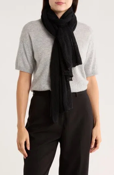 Portolano Open Knit Wrap Scarf In Black