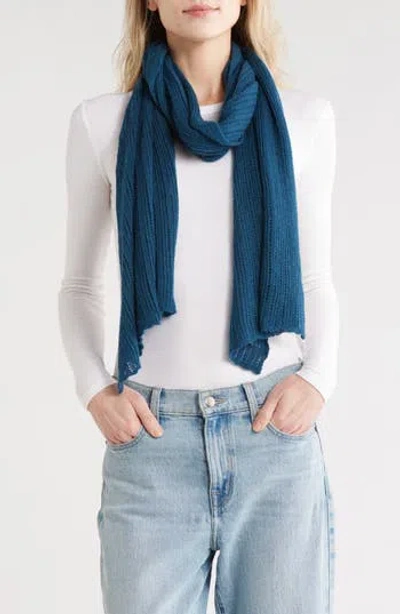 Portolano Open Knit Wrap Scarf In Blue
