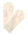 Portolano Pearls & Crystals Stones Cashmere Gloves In White