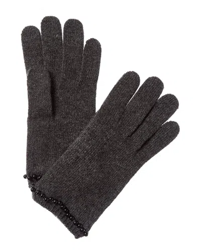 Portolano Pearls On Cuff Cashmere Gloves In Gray