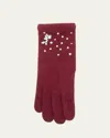 Portolano Pearly Embellished Cashmere Gloves In Rum