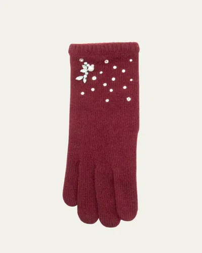 Portolano Pearly Embellished Cashmere Gloves In Rum