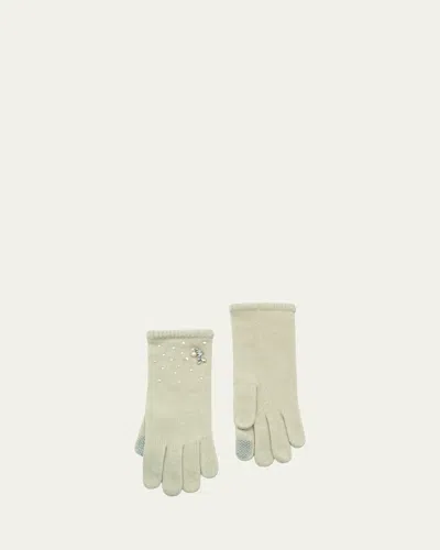 Portolano Pearly Embellished Cashmere Gloves In Yogi Ivory