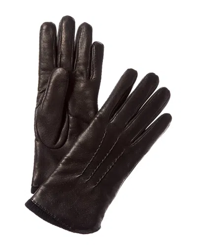 Portolano Perforated Leather Gloves In Metallic