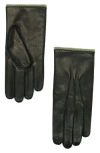 Portolano Perforated Leather Gloves In Black/wood Smoke