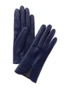 Portolano Piping Detail Cashmere-lined Leather Gloves In Blue