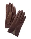 Portolano Piping Detail Cashmere-lined Leather Gloves In Brown
