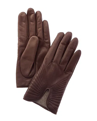PORTOLANO PORTOLANO PIPING DETAIL CASHMERE-LINED LEATHER GLOVES