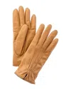 Portolano Piping Detail Cashmere-lined Leather Gloves In Brown
