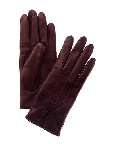 Portolano Piping Detail Cashmere-lined Leather Gloves In Red
