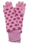 Portolano Two In One Gloves And Armwarmer In Polka Dots In Pink