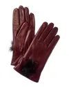 Portolano Pom Leather Gloves In Brown